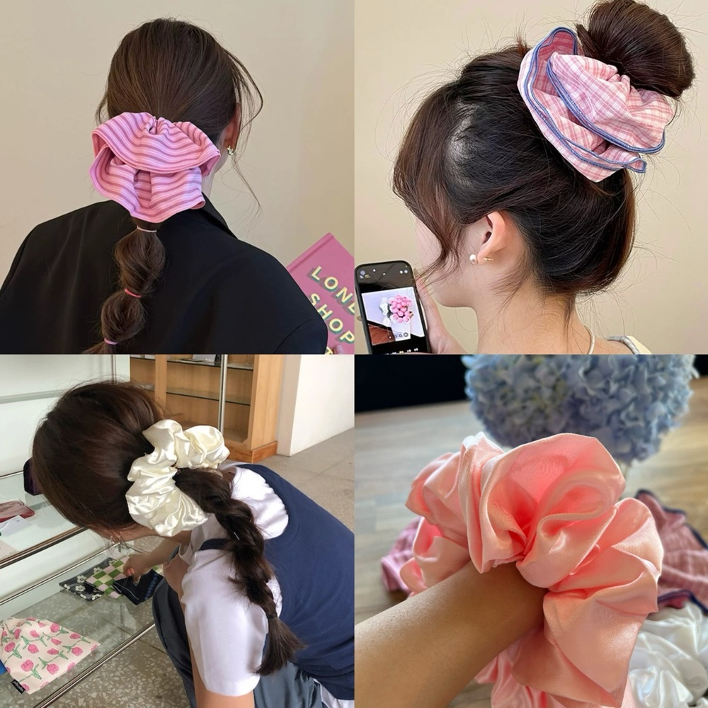 Elegant Pink and White Scrunchies Set